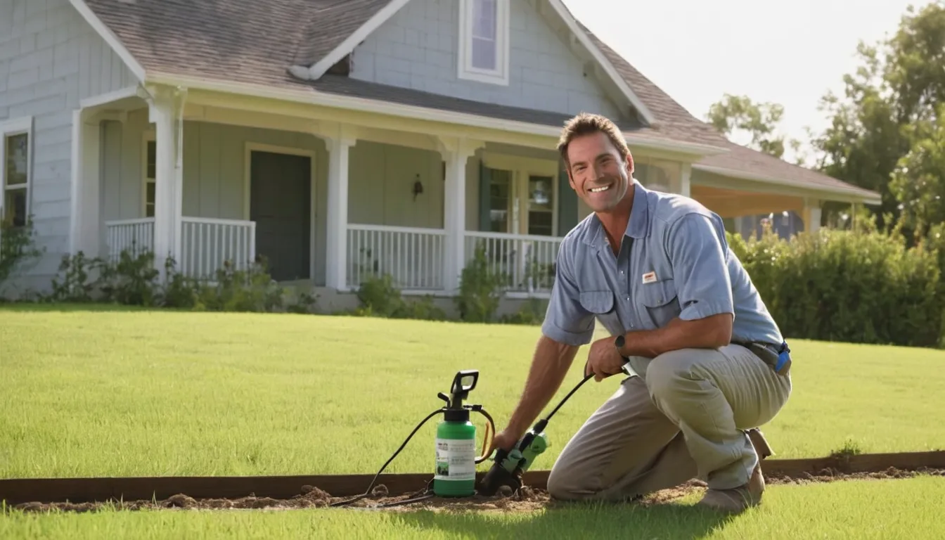 Friendly pest control provider talking with a homeowner at the front door of a Romeo home